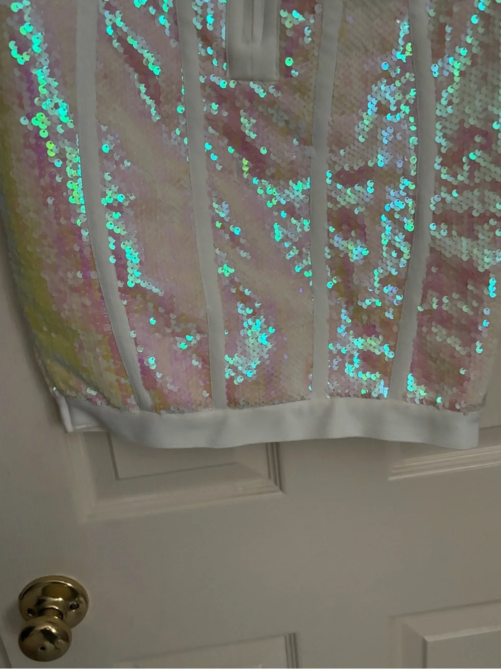Forever 21 iridescent pink white sequin strapless bodycon mini dress - Picture 6 of 9